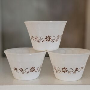 Vintage Floral White and Brown Bowls